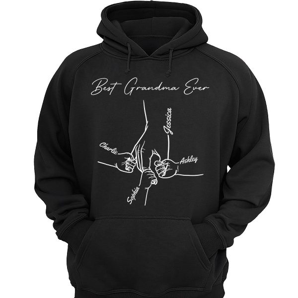 Best Dad Mom Grandma Grandpa Ever Hands Outline Personalized Shirt Online now - Image 3