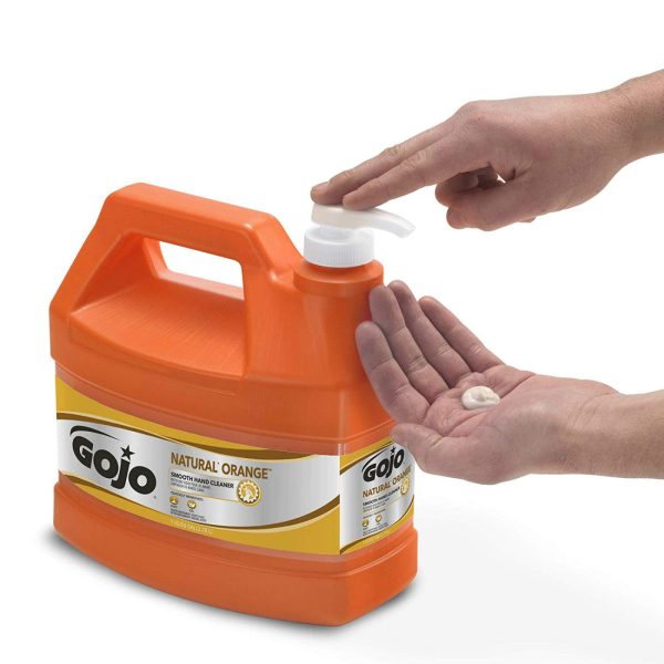 Gojo 0945-04 Natural Orange Smooth Hand Cleaner with Pump Dispenser, 1-Gal Cheap - Image 2