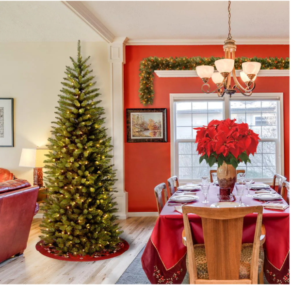 6 ft. Kingswood Fir Pencil Hinged Tree wth 200 Clear Lights 7775RR For Cheap