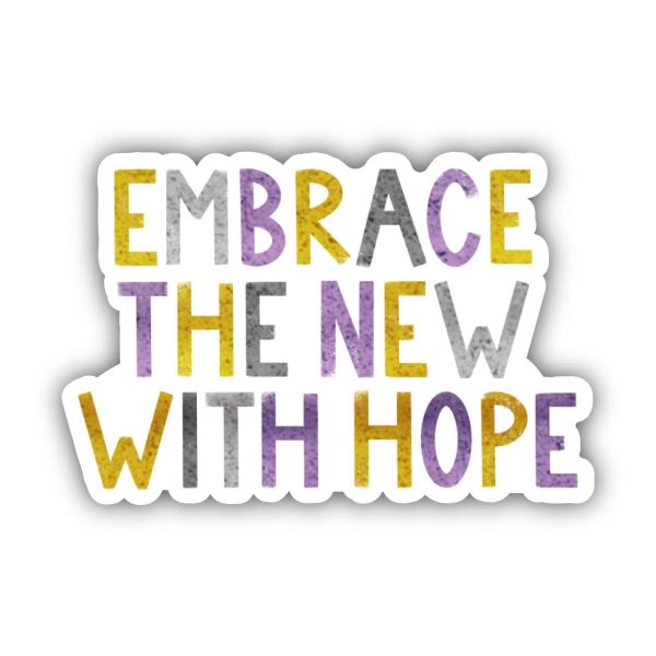 Embrace The New With Hope Positivity Lettering Sticker - Purple Sale